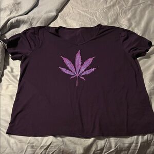 Purple weed Leaf Graphic Women's Top